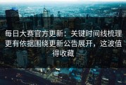 每日大赛官方更新：关键时间线梳理更有依据围绕更新公告展开，这波值得收藏
