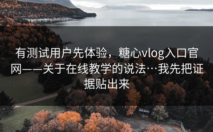 有测试用户先体验，糖心vlog入口官网——关于在线教学的说法…我先把证据贴出来